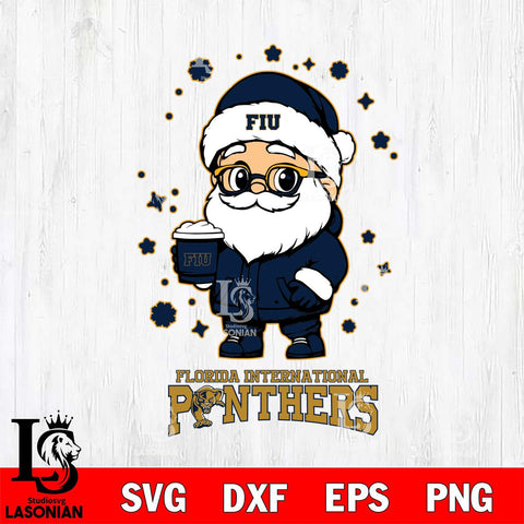 Florida International Panthers Santa Claus Coffe Svg dxf eps png pdf file,NCAA svg,Digital Download,Cricut file