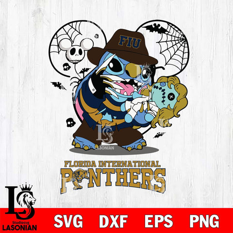 Florida International Panthers Stitch Freddy Krueger Halloween Svg Eps Dxf Png File, Digital Download, Instant Download