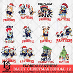 Florida Panthers Bluey Happy Christmas Bundle 12 Svg Eps Dxf Png File, Digital Download