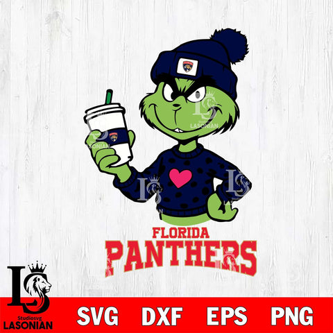 Florida Panthers Boujee Grinch Heart Christmas Cut Files, Cricut,Christmas Svg Dxf Eps Png file , Digital Download