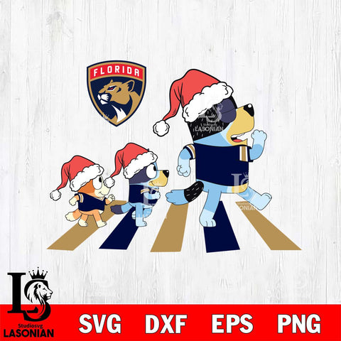 Florida Panthers Family Bluey Walking Christmas Svg Eps Dxf Png File, Digital Download, Instant Download