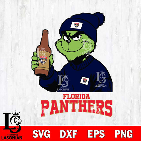 Florida Panthers Grinch Drinking Beer Christmas Cut Files, Cricut,Christmas Svg Dxf Eps Png file , Digital Download