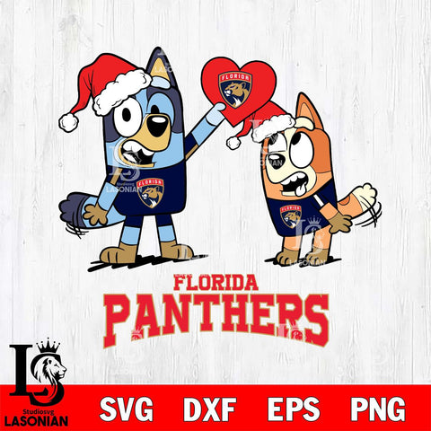 Florida Panthers Love Bluey Christmas Svg Eps Dxf Png File, Digital Download