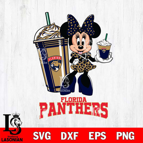 Florida Panthers Minnie Mouse Fan And Coffee Svg Eps Dxf Png File, Digital Download, Instant Download