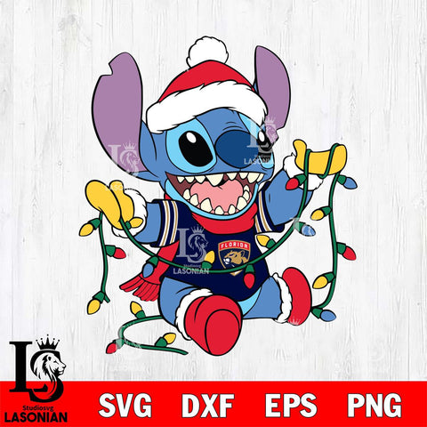 Florida Panthers Stitch Christmas Lights Svg Eps Dxf Png File, Digital Download, Instant Download