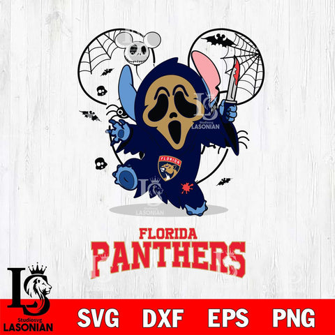 Florida Panthers Stitch Ghost Face Halloween 2 Svg Eps Dxf Png File, Digital Download, Instant Download