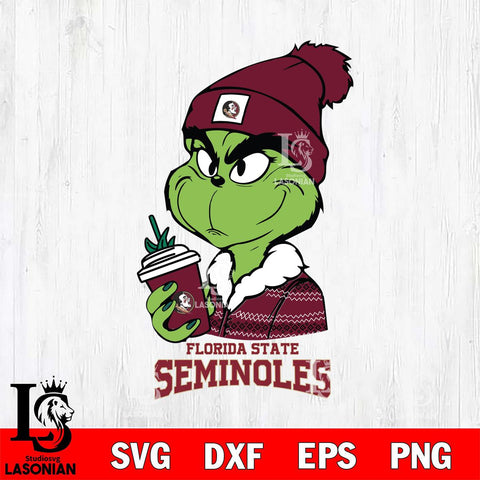 Florida State Seminoles Boujee Grinch Christmas Cut Files Cricut, Svg Dxf Eps Png file, Digital download , Silhouette