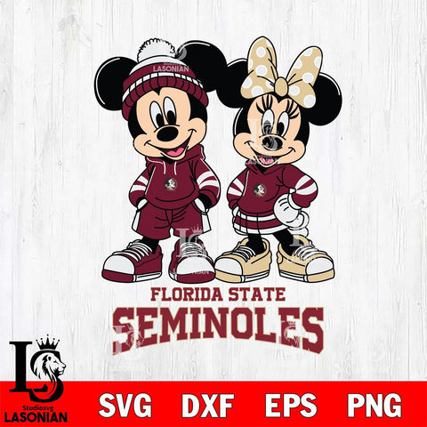 Florida State Seminoles Mickey Minnie Rugby Hoodie Svg Eps Dxf Png File, NCAA svg , File Cut , Digital Download , Instant Download, Cut Svg Files