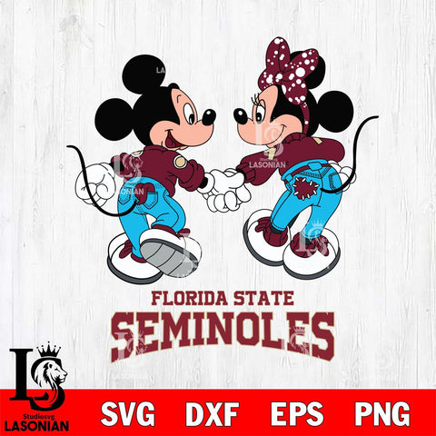 Florida State Seminoles Mickey Minnie Valentine Rugby Svg Eps Dxf Png File, Digital Download ,Instant Download, Cricut File