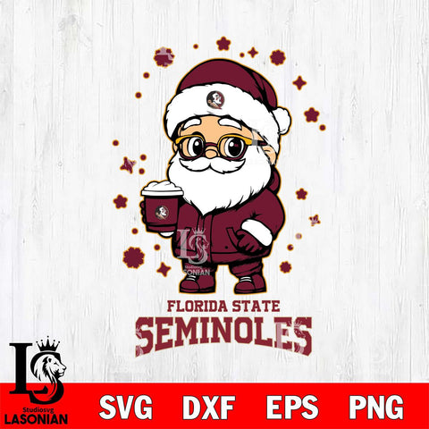 Florida State Seminoles Santa Claus Coffe Svg dxf eps png pdf file,NCAA svg,Digital Download,Cricut file