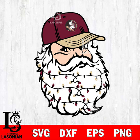 Florida State Seminoles Santa Claus Face Svg dxf eps png pdf file,NCAA svg,Digital Download,Cricut file