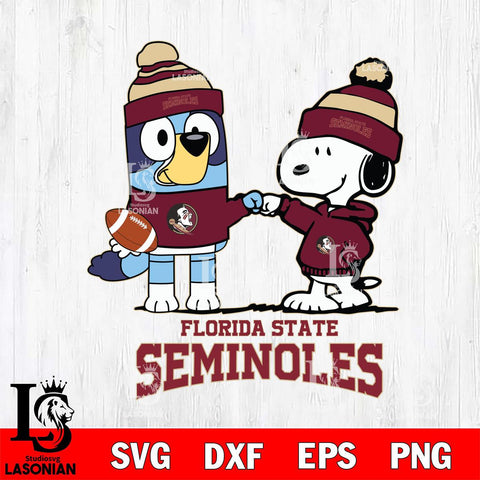 Florida State Seminoles Snoopy & Bluey Football Svg Eps Dxf Png File,NCAA Svg Files,Chill Guy svg ,Digital Download ,Instant Download, Cricut File