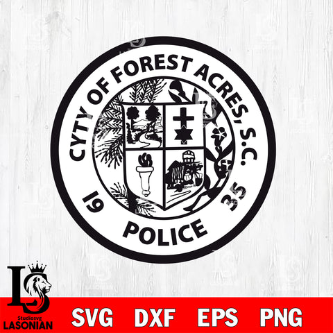 Forest Acres Police Department patch svg eps png dxf file ,Logo Police black and white Digital Download, Instant Download