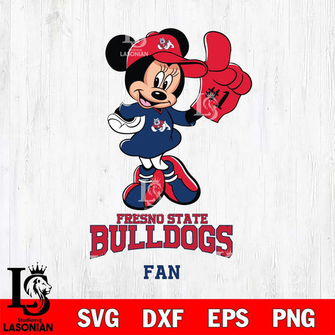 Fresno State Bulldogs #1 Fan Minnie Mouse Svg Eps Dxf Png File, Digital Download, Instant Download