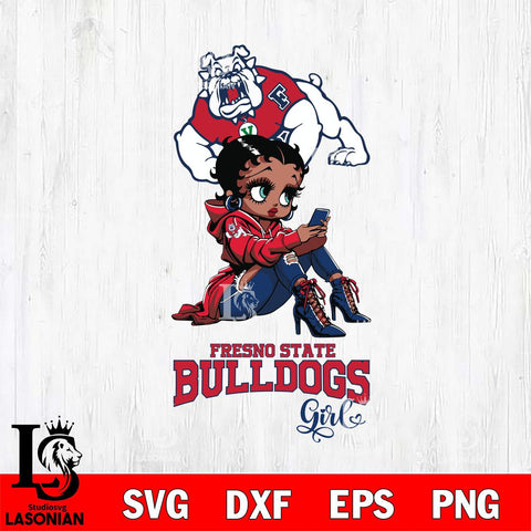 Fresno State Bulldogs Beauty Black Fan Girl Football, Svg Eps Dxf Png File, Digital Download