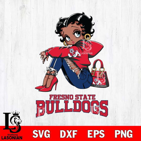 Fresno State Bulldogs Betty Boop Black Fan Girl Svg Eps Dxf Png File, Digital Download, Instant Download