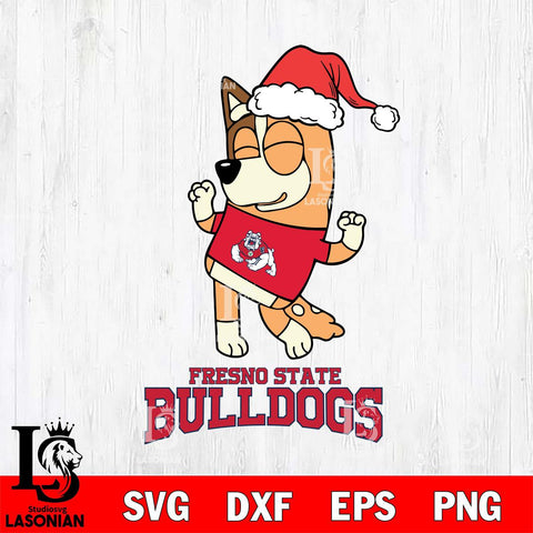 Fresno State Bulldogs Bluey Chilli Happy Christmas Svg Eps Dxf Png File, Digital Download