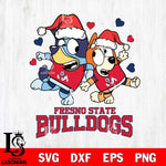 Fresno State Bulldogs Bluey Christmas NFL Svg Eps Dxf Png File, Digital Download