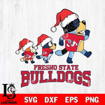 Fresno State Bulldogs Bluey Family Christmas Svg Eps Dxf Png File, Digital Download