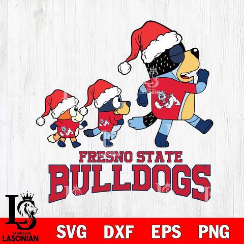 Fresno State Bulldogs Bluey Family Christmas Svg Eps Dxf Png File, Digital Download