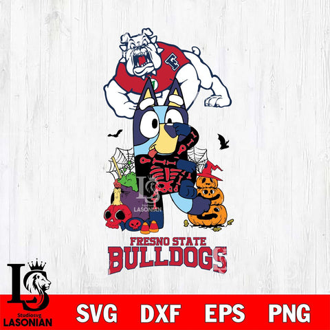 Fresno State Bulldogs Bluey Halloween NCAA 2 Svg Eps Dxf Png File, Digital Download, Instant Download