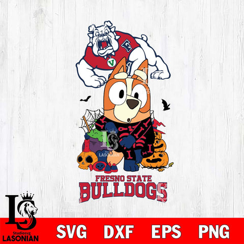 Fresno State Bulldogs Bluey Halloween NCAA Svg Eps Dxf Png File, Digital Download, Instant Download