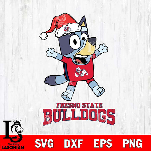 Fresno State Bulldogs Bluey Happy Christmas Svg Eps Dxf Png File, Digital Download