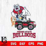 Fresno State Bulldogs Bluey friends car Svg Eps Dxf Png File, NCAA svg, Digital Download, Instant Download