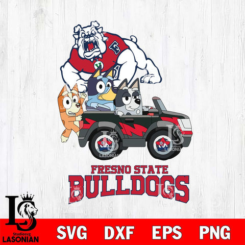 Fresno State Bulldogs Bluey friends car Svg Eps Dxf Png File, NCAA svg, Digital Download, Instant Download