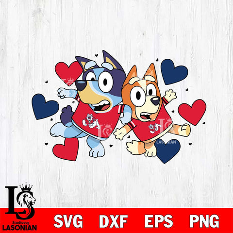 Fresno State Bulldogs Bluey heart Svg Eps Dxf Png File, Digital Download, Instant Download