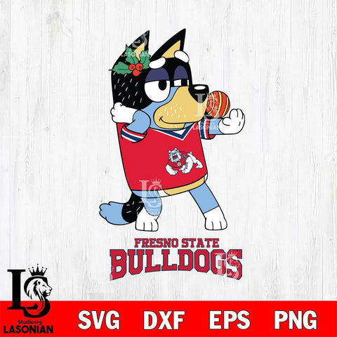 Fresno State Bulldogs Christmas Bluey Bandit Heeler Cut Files,Bluey Cricut,Christmas Svg , Bluey svg , Digital Download, dxf eps png pdf file