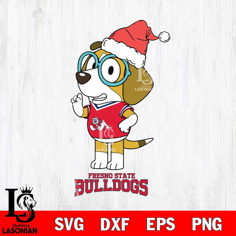 Fresno State Bulldogs Christmas Bluey Honey Sport Cut Files,Bluey Cricut,Christmas Svg , Bluey svg , Digital Download, dxf eps png pdf file