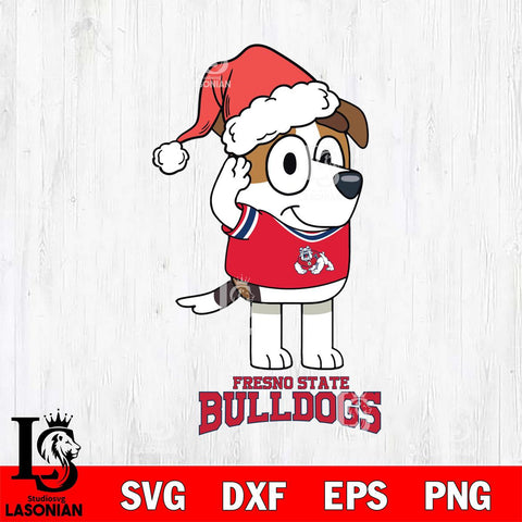 Fresno State Bulldogs Christmas Bluey Jack Sport Cut Files,Bluey Cricut,Christmas Svg , Bluey svg , Digital Download, dxf eps png pdf file