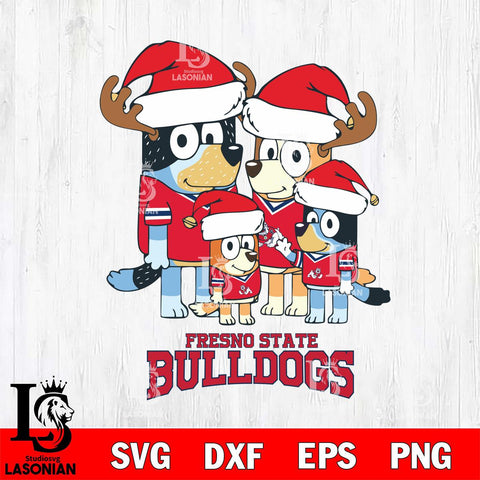 Fresno State Bulldogs Christmas Bluey Santa Family Cut Files,Bluey Cricut,Christmas Svg , Bluey svg , Digital Download, dxf eps png pdf file