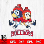 Fresno State Bulldogs Christmas Bluey & Bingo Sit Cut Files,Bluey Cricut,Christmas Svg , Bluey svg , Digital Download, dxf eps png pdf file