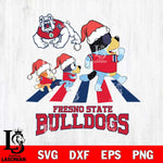 Fresno State Bulldogs Christmas Family Bluey Walking Cut Files,Bluey Cricut,Christmas Svg , Bluey svg , Digital Download, dxf eps png pdf file