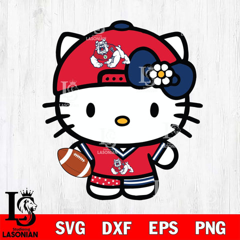 Fresno State Bulldogs Cute Hello Kitty Football 10 Svg Eps Dxf Png File, NCAA svg, Digital Download, Instant Download