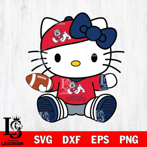 Fresno State Bulldogs Cute Hello Kitty Football 11 Svg Eps Dxf Png File, NCAA svg, Digital Download, Instant Download