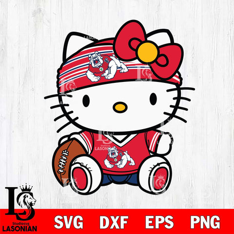 Fresno State Bulldogs Cute Hello Kitty Football 12 Svg Eps Dxf Png File, NCAA svg, Digital Download, Instant Download