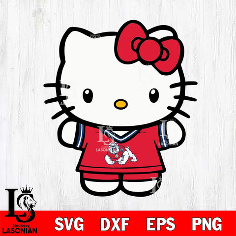 Fresno State Bulldogs Cute Hello Kitty Football 6 Svg Eps Dxf Png File, NCAA svg, Digital Download, Instant Download