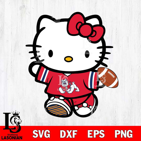 Fresno State Bulldogs Cute Hello Kitty Football 7 Svg Eps Dxf Png File, NCAA svg, Digital Download, Instant Download