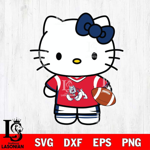 Fresno State Bulldogs Cute Hello Kitty Football 8 Svg Eps Dxf Png File, NCAA svg, Digital Download, Instant Download