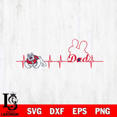 Fresno State Bulldogs Father Heart Beat Svg Eps Dxf Png File, Digital Download, Instant Download