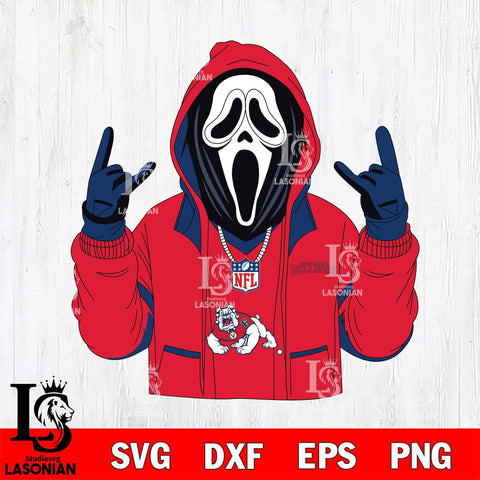 Fresno State Bulldogs Ghostface Scream Football Halloween Svg Eps Dxf Png File, NCAA svg, Digital Download, Instant Download