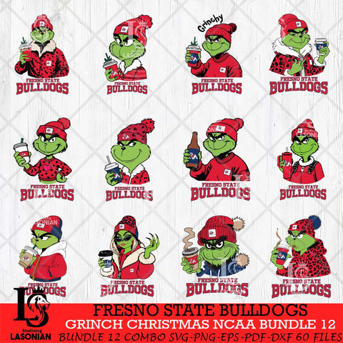 Fresno State Bulldogs Grinch Christmas NCAA Bundle 12 Svg Eps Dxf Png File,Cricut files, Digital Download, Instant Download