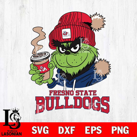 Fresno State Bulldogs Grinch Cofffe Hoodie Cut Files Cricut, Svg Dxf Eps Png file, Digital download , Silhouette