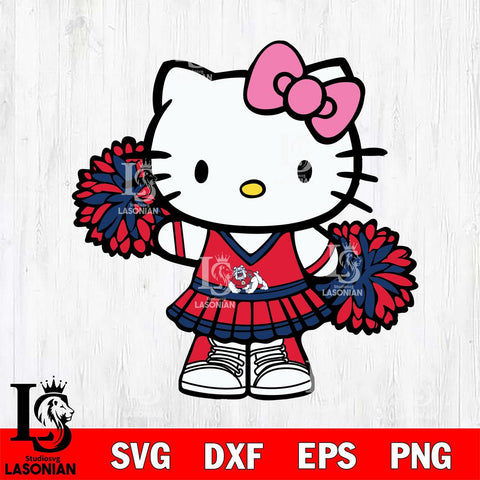 Fresno State Bulldogs Hello Kitty Cheerleader 11 Svg Eps Dxf Png File, Digital Download, Instant Download