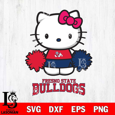 Fresno State Bulldogs Hello Kitty Cheerleader 2 Svg Eps Dxf Png File, Digital Download, Instant Download