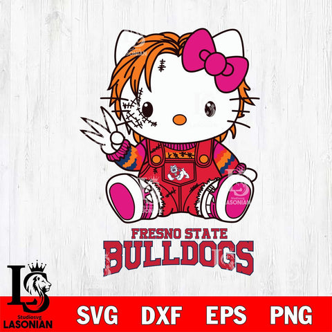 Fresno State Bulldogs Hello Kitty Horror Svg Eps Dxf Png File, Digital Download