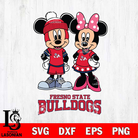 Fresno State Bulldogs Mickey Minnie Mouse Pink Svg Eps Dxf Png File, NCAA svg , File Cut , Digital Download , Instant Download, Cut Svg Files